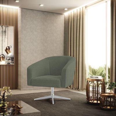 Poltrona Decorativa Base Giratória Cromada Stella Bouclê Menta D03 - D'rossi
