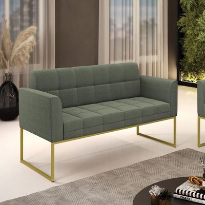 Namoradeira E Poltrona Industrial Dourado Elisa Bouclê Menta D03 - D'rossi