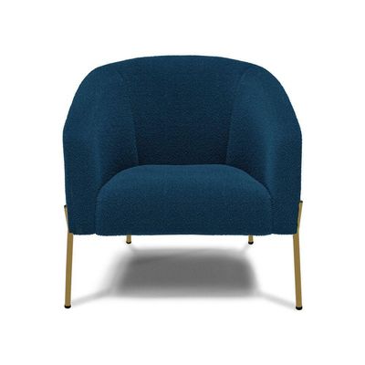 Poltrona Decorativa Pé De Ferro Dourado Stella Bouclê D03 - D'rossi Cor Azul
