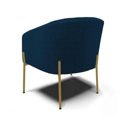 Poltrona Decorativa Pé De Ferro Dourado Stella Bouclê D03 - D'rossi Cor Azul