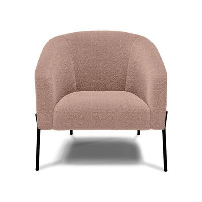 Poltrona Decorativa Pé De Ferro Preto Kit 2 Stella Bouclê Rosê D03 - D'rossi