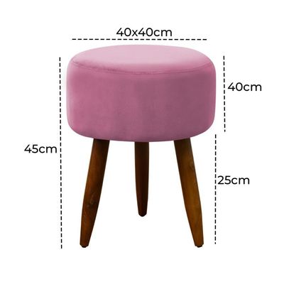 Puff Decorativo Redondo Pé Palito Herrero Rosa