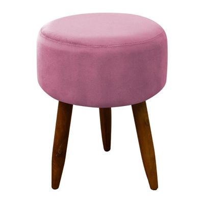 Puff Decorativo Redondo Pé Palito Herrero Rosa