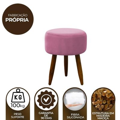 Puff Decorativo Redondo Pé Palito Herrero Rosa