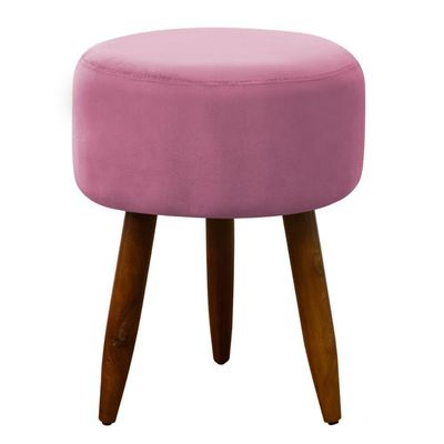 Puff Decorativo Redondo Pé Palito Herrero Rosa