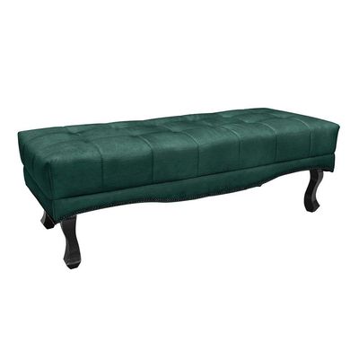 Puff Recamier Retrô Luis Xv Captonê Vicenza 140cm Veludo S04 Cor Verde