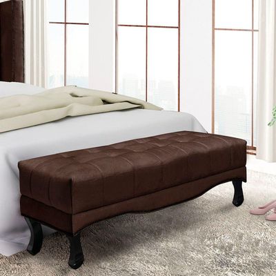 Puff Recamier Retrô Luis Xv Captonê Para Quarto Vicenza 90cm Suede Café S04 - D'rossi