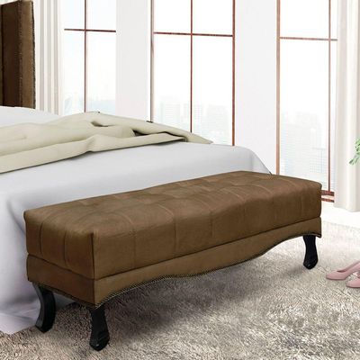 Puff Recamier Retrô Luis Xv Captonê Para Quarto Vicenza 195cm Suede Caramelo S04 - D'rossi