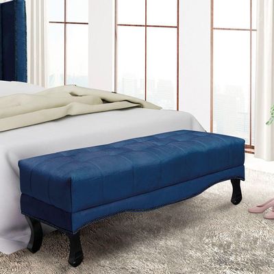 Puff Recamier Retrô Luis Xv Captonê Para Quarto Vicenza 195cm Suede Azul Marinho S04 - D'rossi