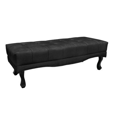 Puff Recamier Retrô Luis Xv Captonê Para Quarto Vicenza 140cm Suede Preto S04 - D'rossi