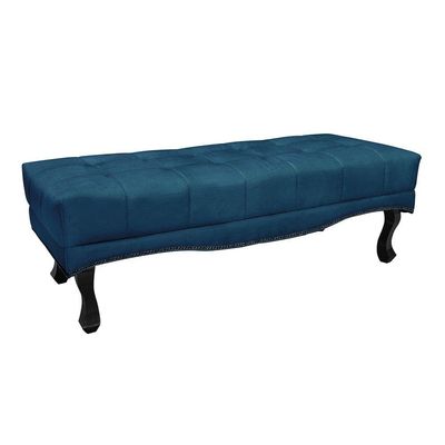 Puff Recamier Retrô Luis Xv Captonê Quarto Vicenza 90cm Veludo Azul Marinho S04 - D'rossi
