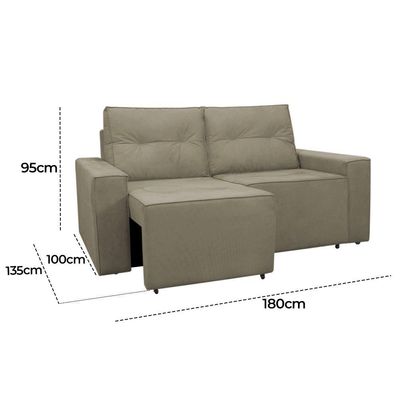 Sofá Retrátil Polo 1,80m Confortavel Para Sala Suede Herrero Cor:cappuccino