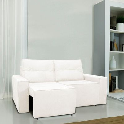 Sofá Retrátil Polo 1,80m Confortavel Para Sala Suede Herrero Cor:bege