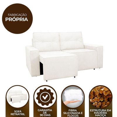 Sofá Retrátil Polo 1,80m Confortavel Para Sala Suede Herrero Cor:bege