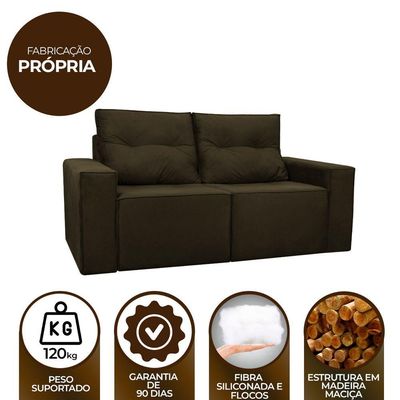 Sofá 2 Lugares Onix 1,80m Para Sala Confortavel Sued Herrero Cor:marrom Escuro