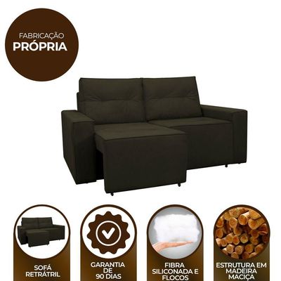 Sofá Retrátil Polo 1,80m Confortavel Para Sala Suede Herrero Cor:marrom