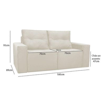 Sofá 2 Lugares Onix 1,80m Para Sala Confortavel Sued Herrero Cor:bege
