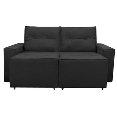 Sofá Retrátil Polo 1,80m Confortavel Para Sala Suede Herrero Cor:preto