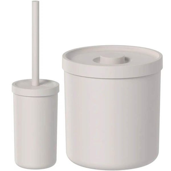 Conjunto Escova Sanitária e Lixeira 6L de Banheiro Plástica Bold Bege Ou Organize