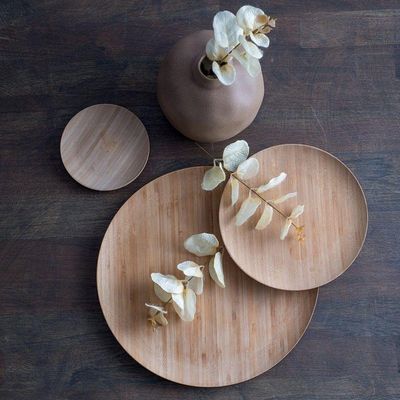 Prato Raso De Bambu Natural Ecológico Pratinho Madeira Lyor 27cm