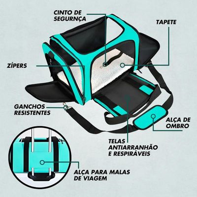 Bolsa De Viagem Para Transporte Pet Verde