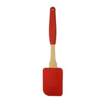 Espátula De Silicone Vermelha Cabo De Madeira E Removível Em Casa Tem