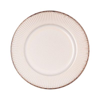 Jogo 6 Prato Raso De Jantar Cerâmica Linear Branco Premium 27cm Lyor
