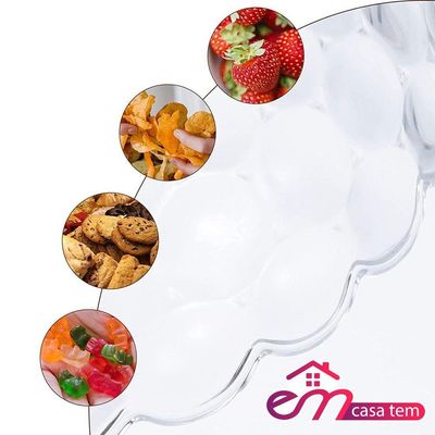 Tigela Centro De Mesa Fruteira Vidro Bubble Transparente 28,5cm 2,6l Em Casa Tem