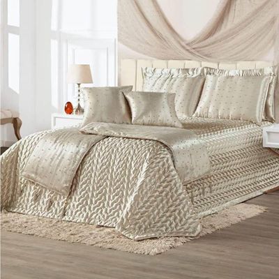 Kit Cobre Leito Queen Pérola Com Almofadas E Xale 10 Peças - Bronze