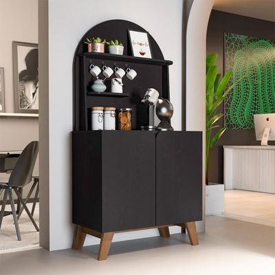 Aparador Cantinho Cafe 2 Portas 80 Cm 4678 Preto Arly