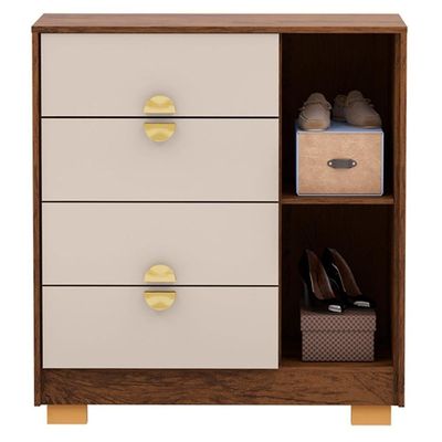 Comoda Sapateira 4 Gavetas 1 Porta 93 Cm 20033 Imbuia Fendi Vlr