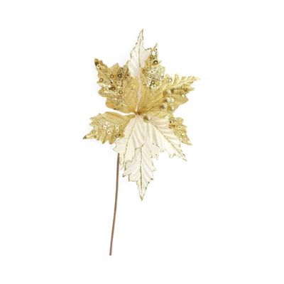 Flor Decorativa Poinsetia Bege 30cm - 1 Unidade
