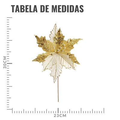 Flor Decorativa Poinsetia Bege 30cm - 1 Unidade