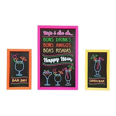 Quadro Decorativo Neon Drinks Para Festas - 3 Unidades