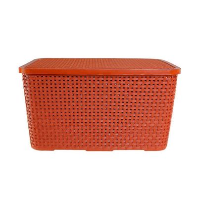 Caixa Organizadora Rattan Cesto Com Tampa 15 Litros Terracota