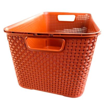 Caixa Organizadora Rattan Cesto Com Tampa 15 Litros Terracota