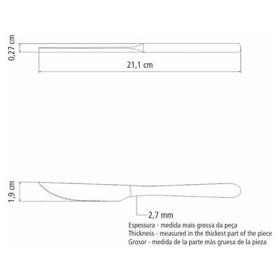 Kit 12 Facas De Mesa Churrasco Serrinha Tramontina Havaí Em Aço Inox