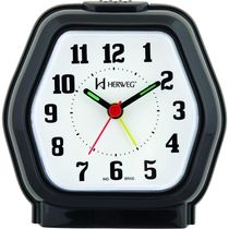 Relógio Despertador Quartz Cabeceira Alarme Luz Preto - Preto