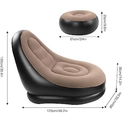 Poltrona Inflável Ultra Lounge Com Pufe Sofá Preguiçoso.