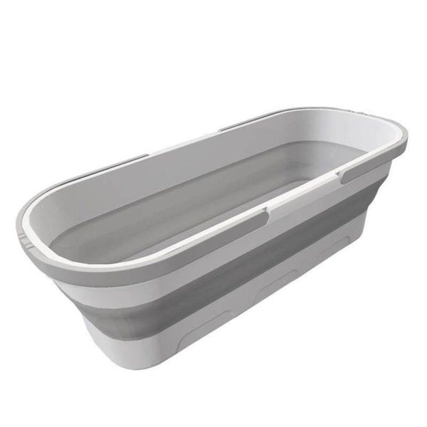 Balde Dobrável Retrátil Retangular Com Rodinhas - 55x25cm