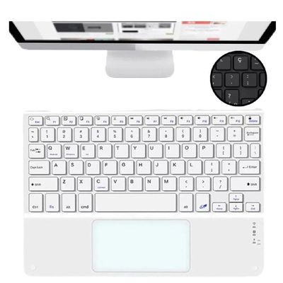 Kit Teclado e Mouse Touchpad para Tablet Bluetooth Recarregável Branco