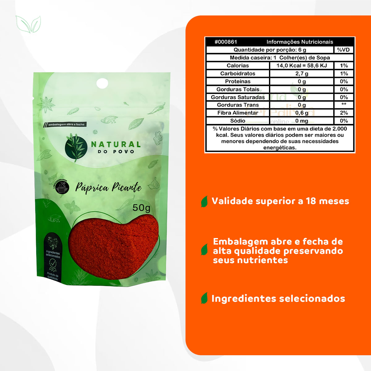 Páprica Picante  Pouch Refil 50g - 2