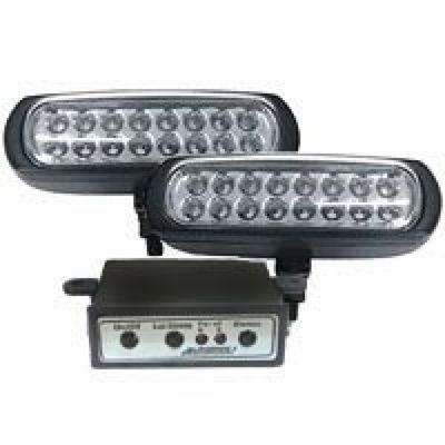Farol Strobo Estrobo Safetycar Luz Milha Slim Led Vermelho Carcaça Preta Par
