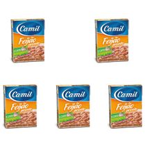 Feijão Carioca Pronto Com Tempero Camil Caixa 380g Kit Com 5