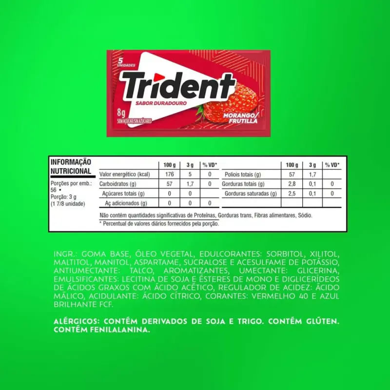 Chiclete Sabor Morango Caixa C/21un QHS - Trident