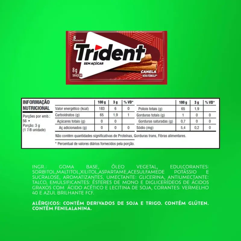 Chiclete Sabor Canela Kit C/7un QHS - Trident