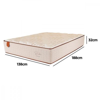 Colchão De Casal Rubi 138x188x32 Mola Ensacada Bege E Branco Bege Com Branco