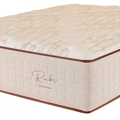 Colchão De Casal Rubi 138x188x32 Mola Ensacada Bege E Branco Bege Com Branco