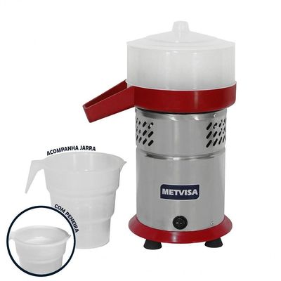 Extrator De Suco Comercial E Doméstico Vermelho Corpo Inox 300W ESL Metvisa 220V