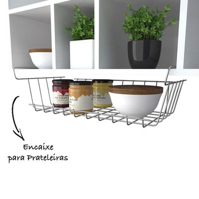 Suporte E Organizador Para Prateleira Em Aço- Stolf Cromado